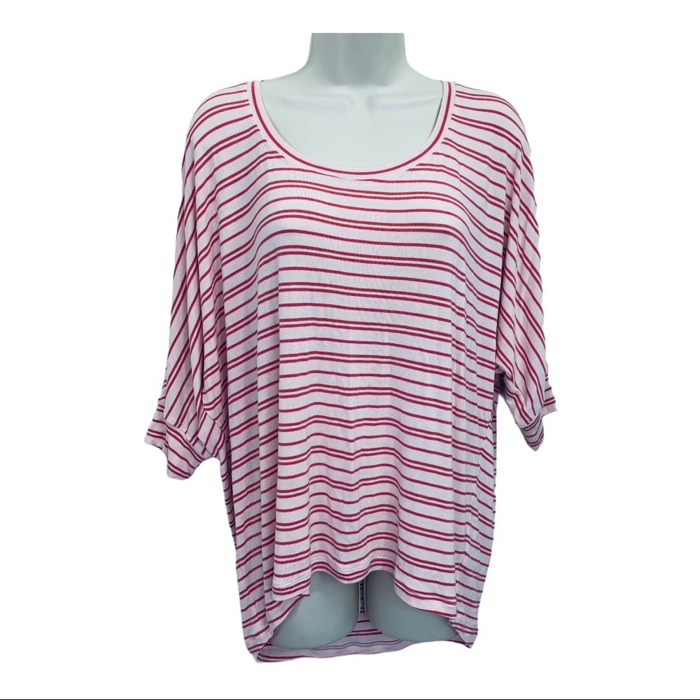CAbi Tee Shirt Soft Striped Top Dusty Rose Blouse size Medium T Top